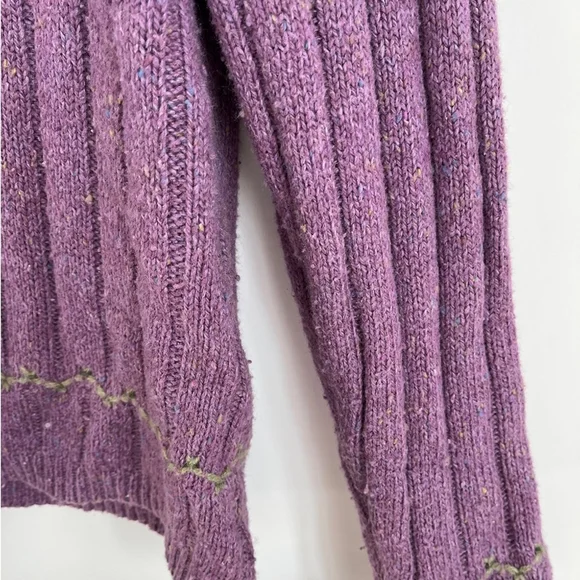 Woolrich Vintage Purple Speckled Snap V Neck Sweater Size Small - Picture 2 of 10